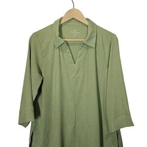 Cuddl Duds Crepe Knit Caftan Tunic Top‎ Quiet Green Cozy Loungewear Size XS